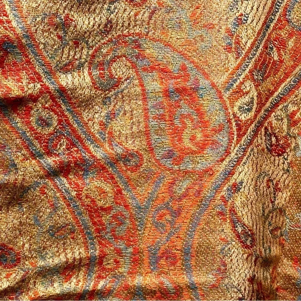 Elegant Shawl in Golden Paisley- Versatile Wrap, Stole, Scarf, Veil Soft Rayon